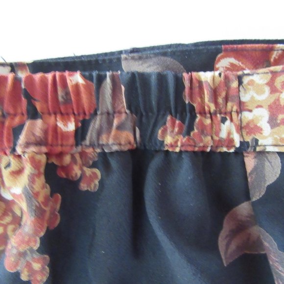 Vintage 1990s black & terracotta floral wrap midi skirt & scarf sz. 16 - Picture 9 of 14
